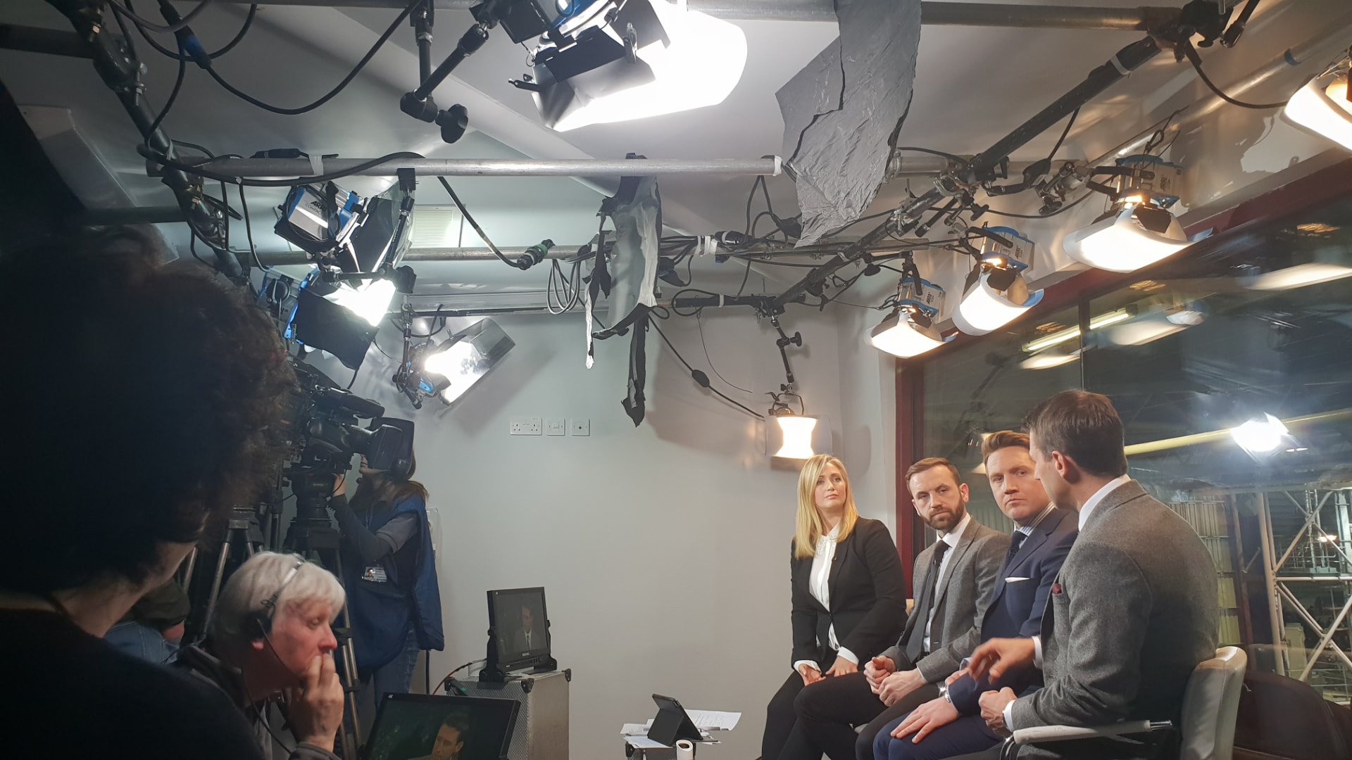 Lit studio set for a live broadcast