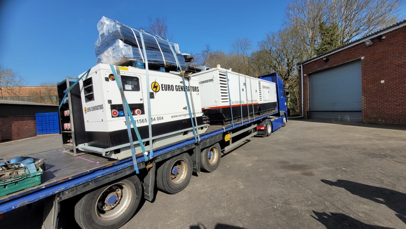 Euro Generators sets loaded on a flatbed lorry