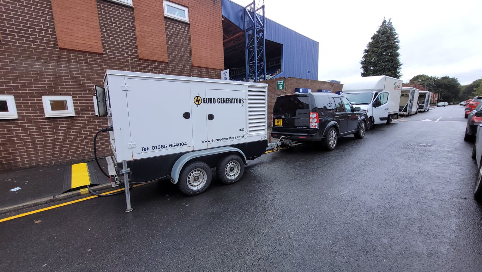 Euro Generators trailer set outside a stadium