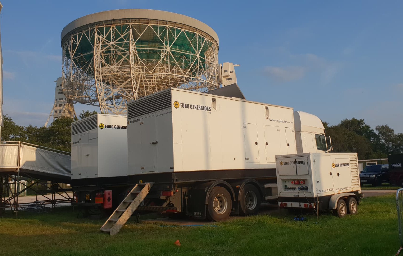Euro Generators lorry and trailer sets at Jodrell Bank
