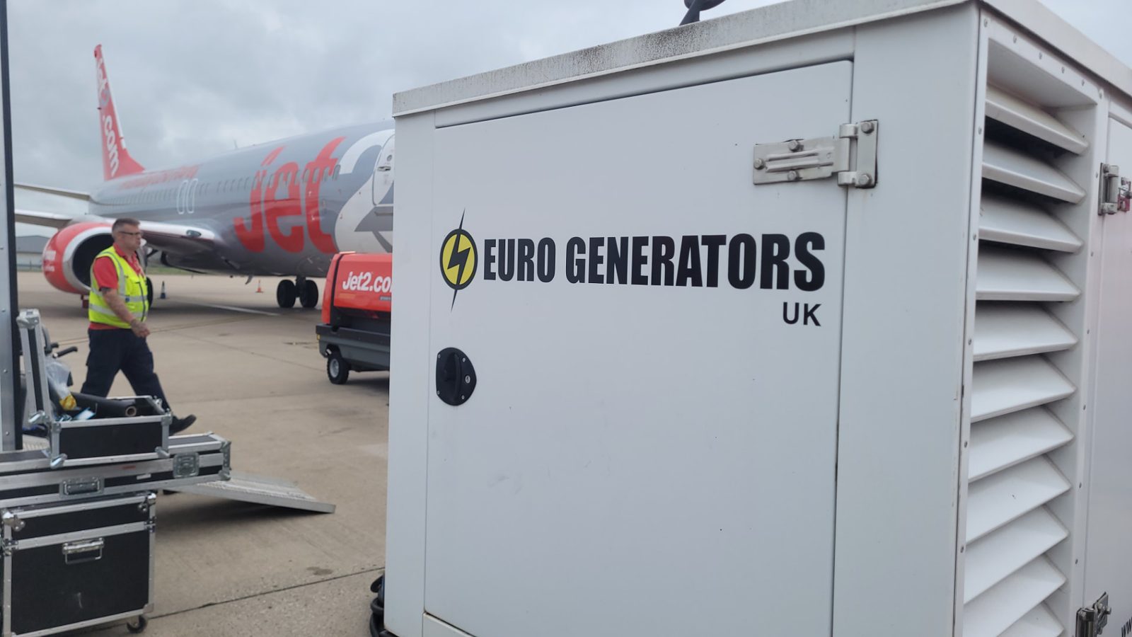 Euro Generators set beside a Jet2 aircraft